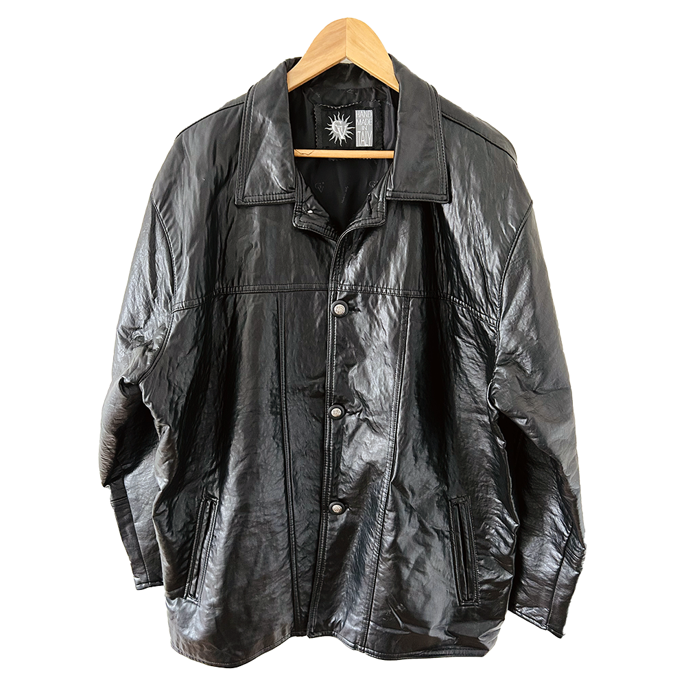 Vintage Black Italian leather coat