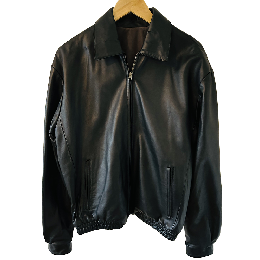 Men's black reversible leather jacket