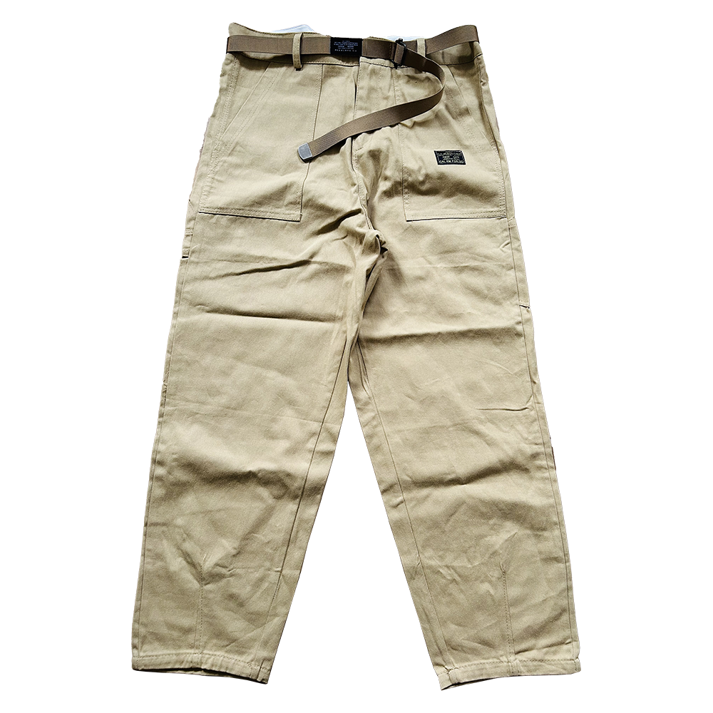 Beige high waist tapered trousers