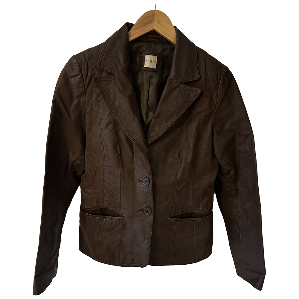 Ladies retro brown leather box jacket