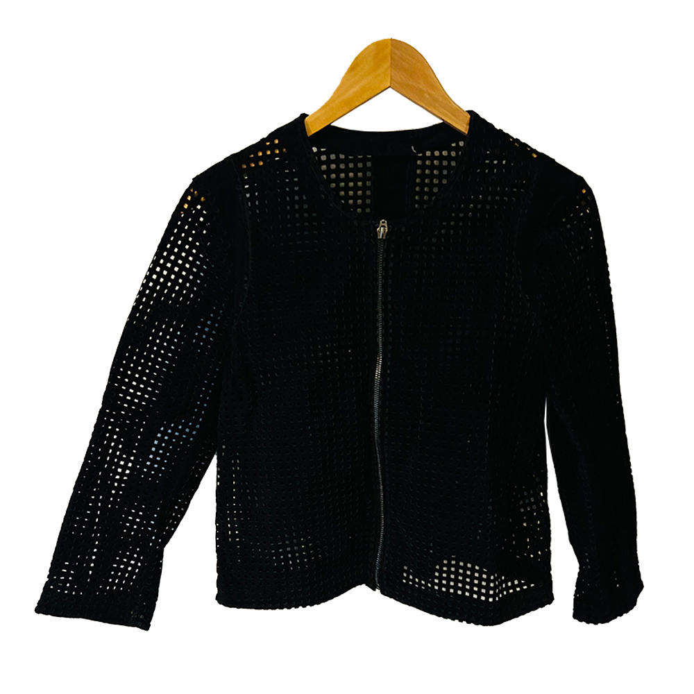 Ladies black suede cut out jacket