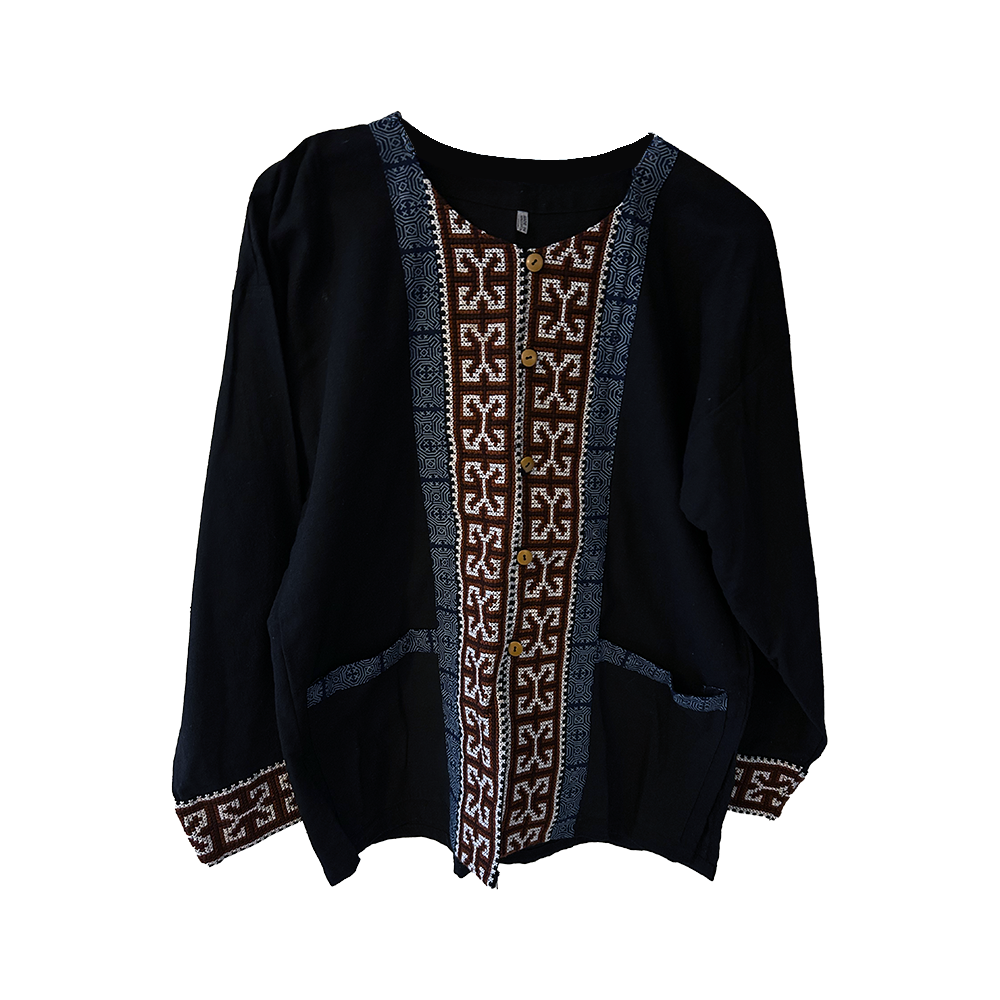 Ladies Black embroidered Thai jacket