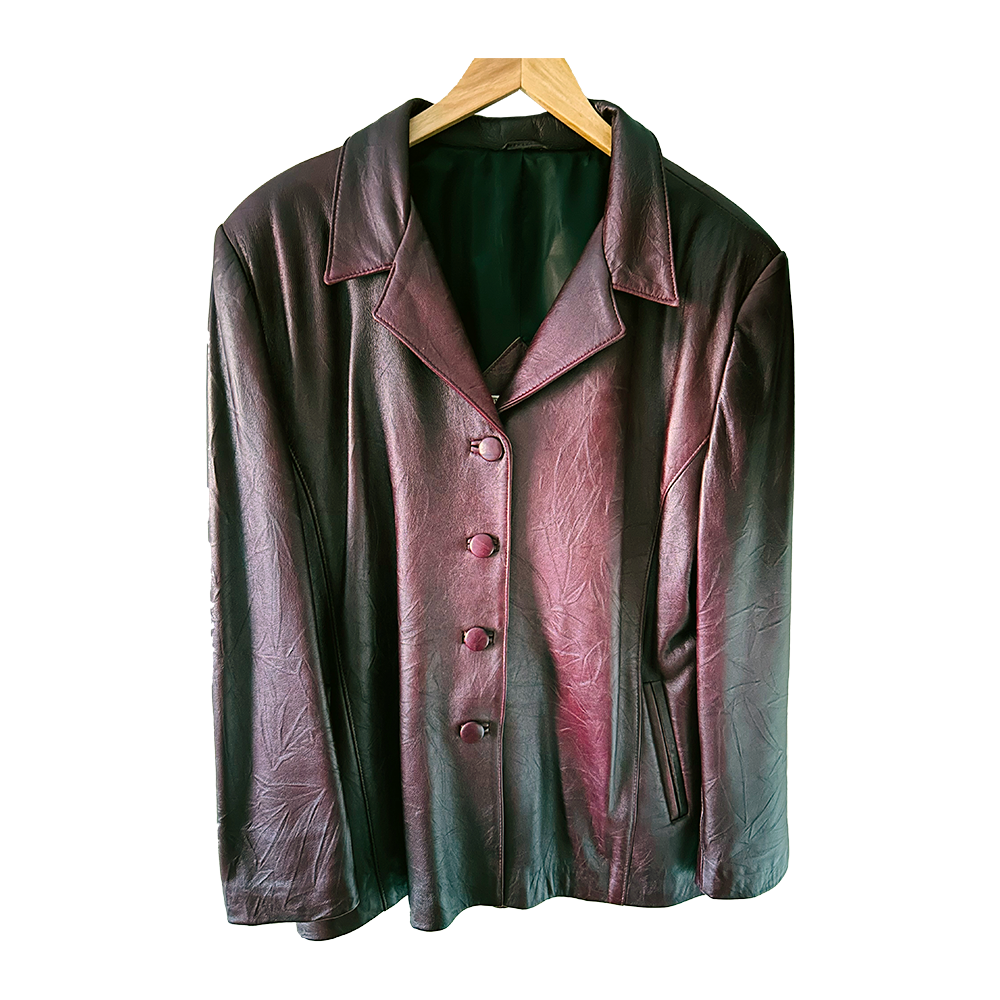 Ladies vintage burgundy leather jacket