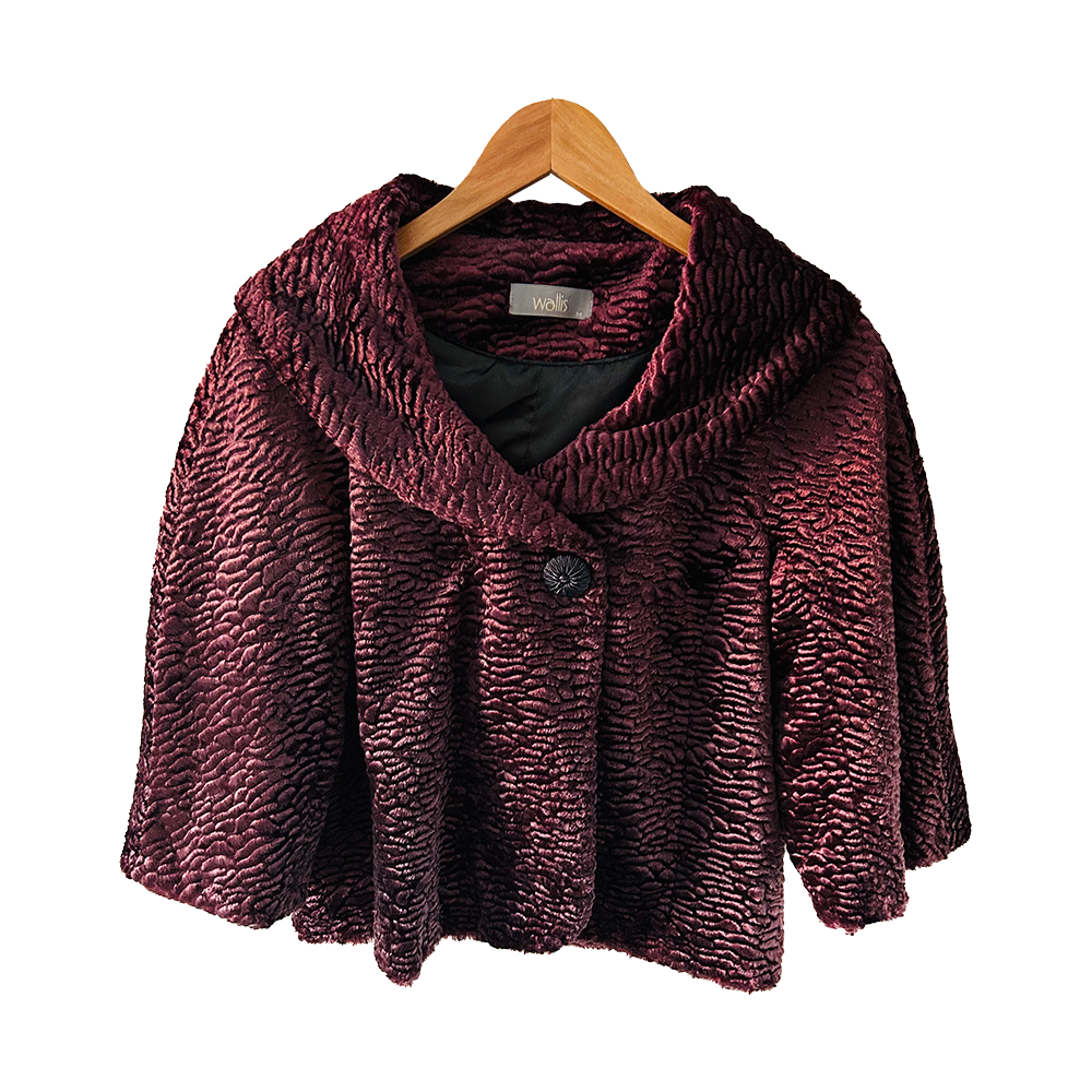 Ladies vintage dusky pink chunky chenille short jacket