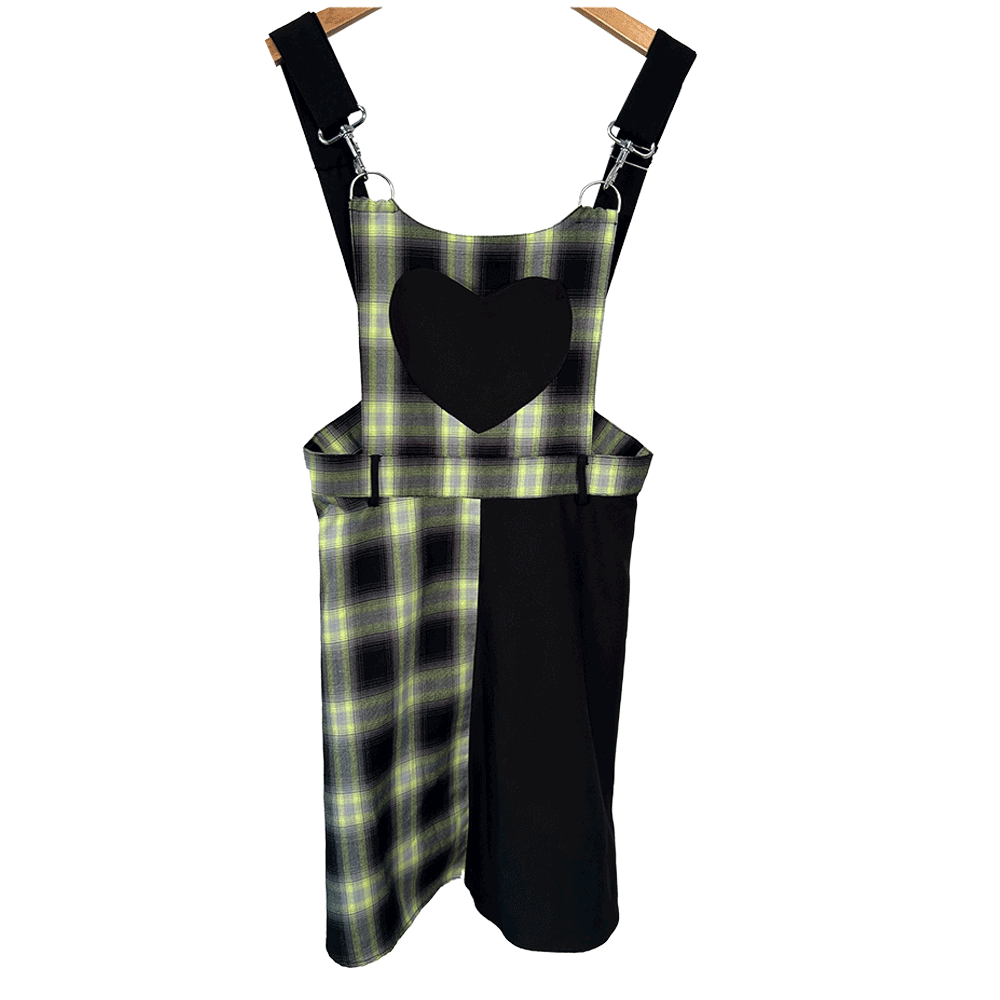 Hell Bunny green & black tartan pinafore dress