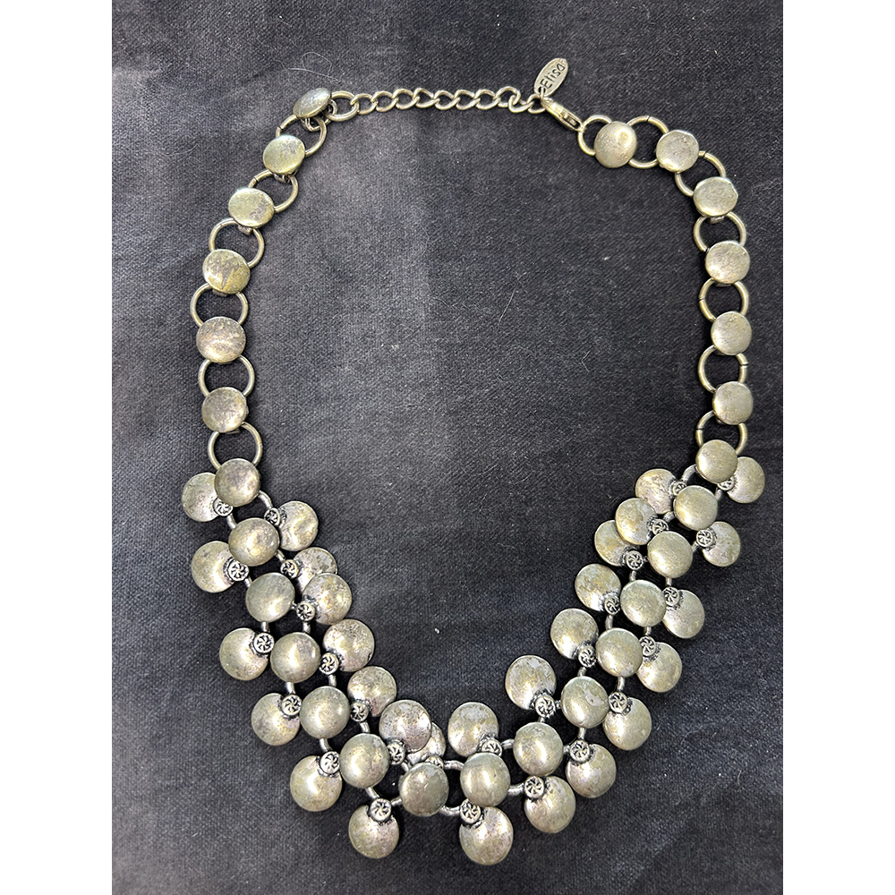 Statement silver coloured necklace