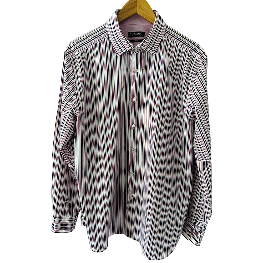 Men's pink stripe St George by DUFFER formal shirt