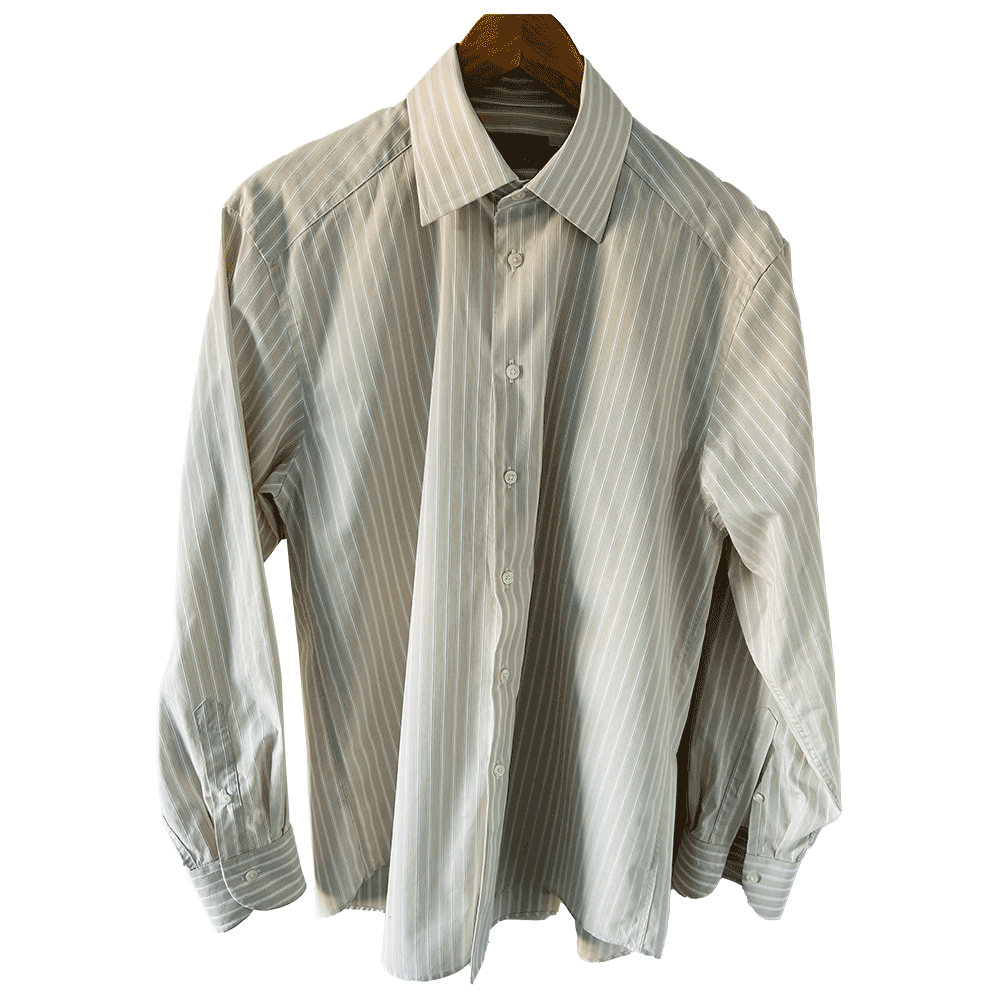Men's beige stripe formal cotton shirt