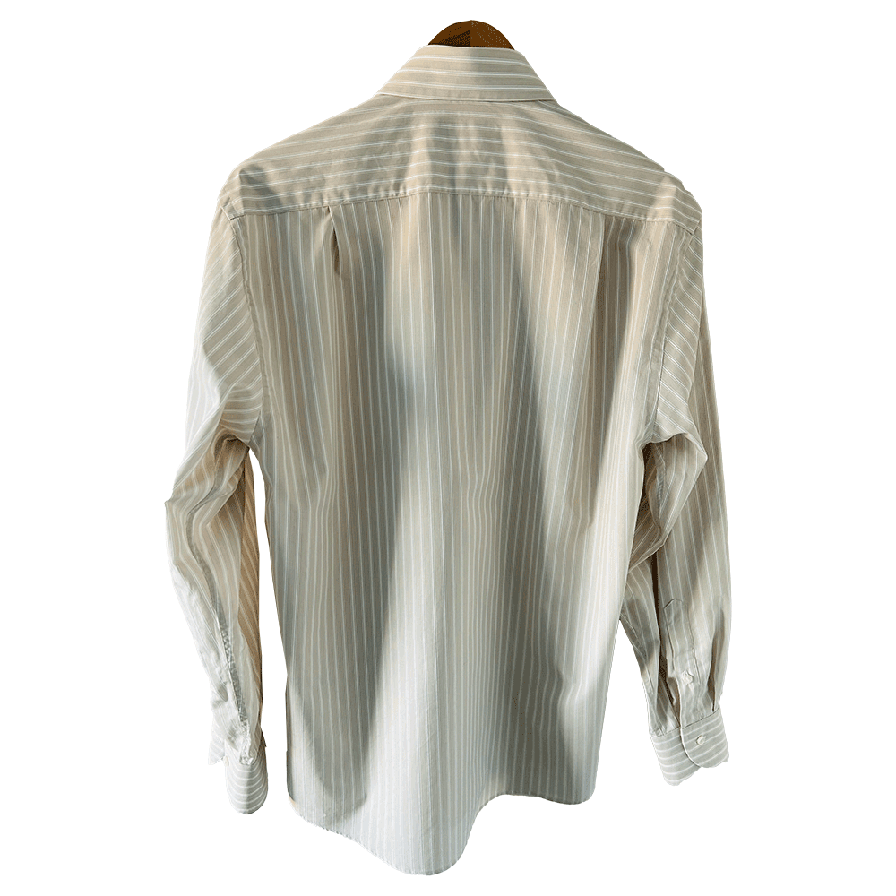 Men's beige stripe formal cotton shirt - Image 4