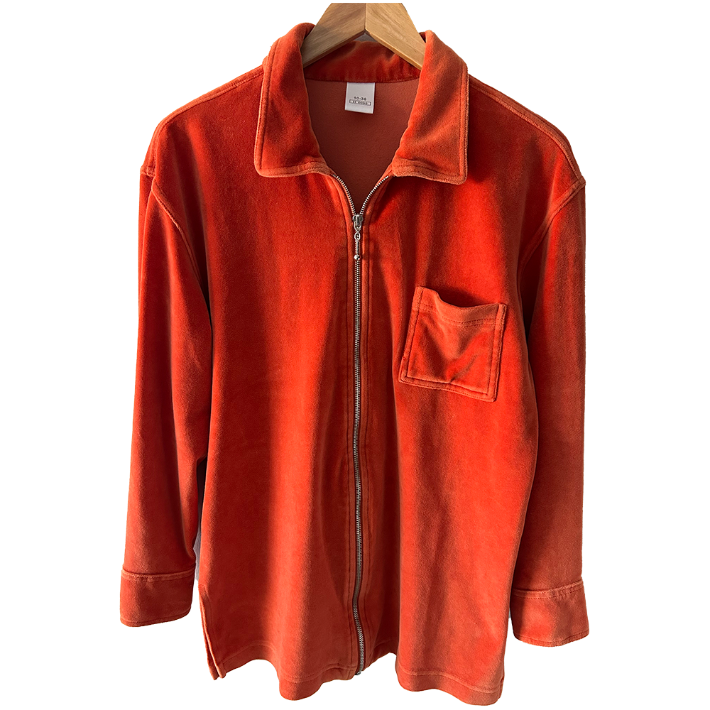 Ladies retro orange velour zippy