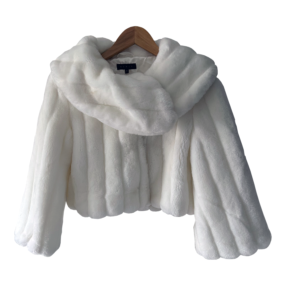 Ladies retro style white faux fur opera jacket