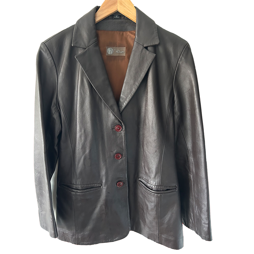 Ladies vintage brown leather box jacket