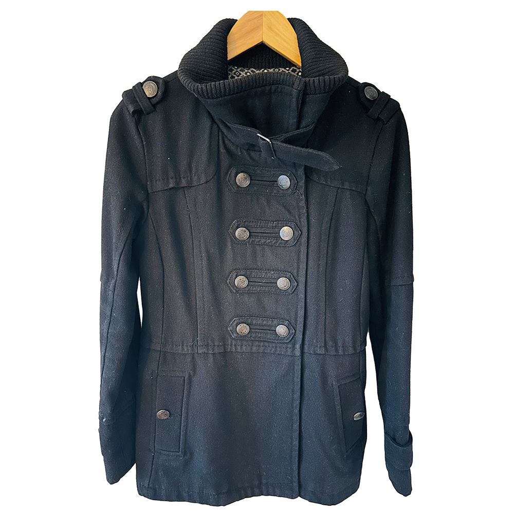 Ladies Y2K black Bershka military style coat