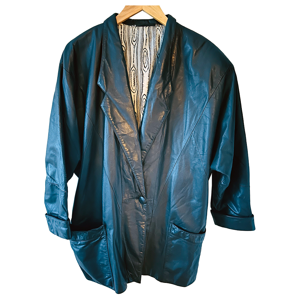 Ladies vintage 80s Black 'Yessica' leather coat