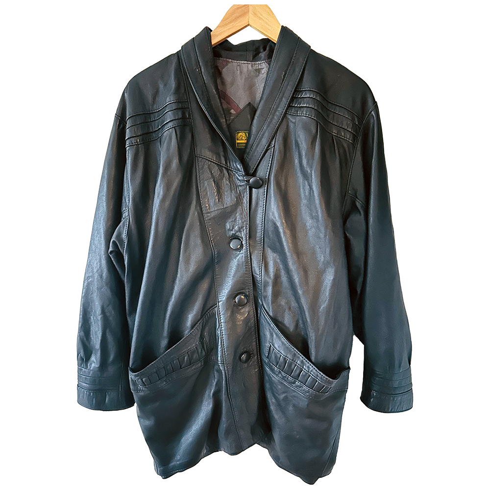 Ladies vintage 80s Vera Pelle black leather jacket