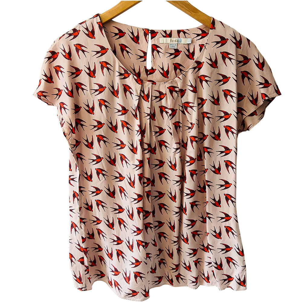 Retro bird print Boden blouse