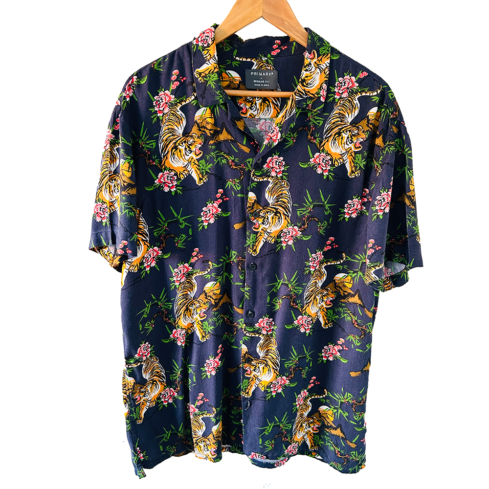 Men's retro tiger print shirt