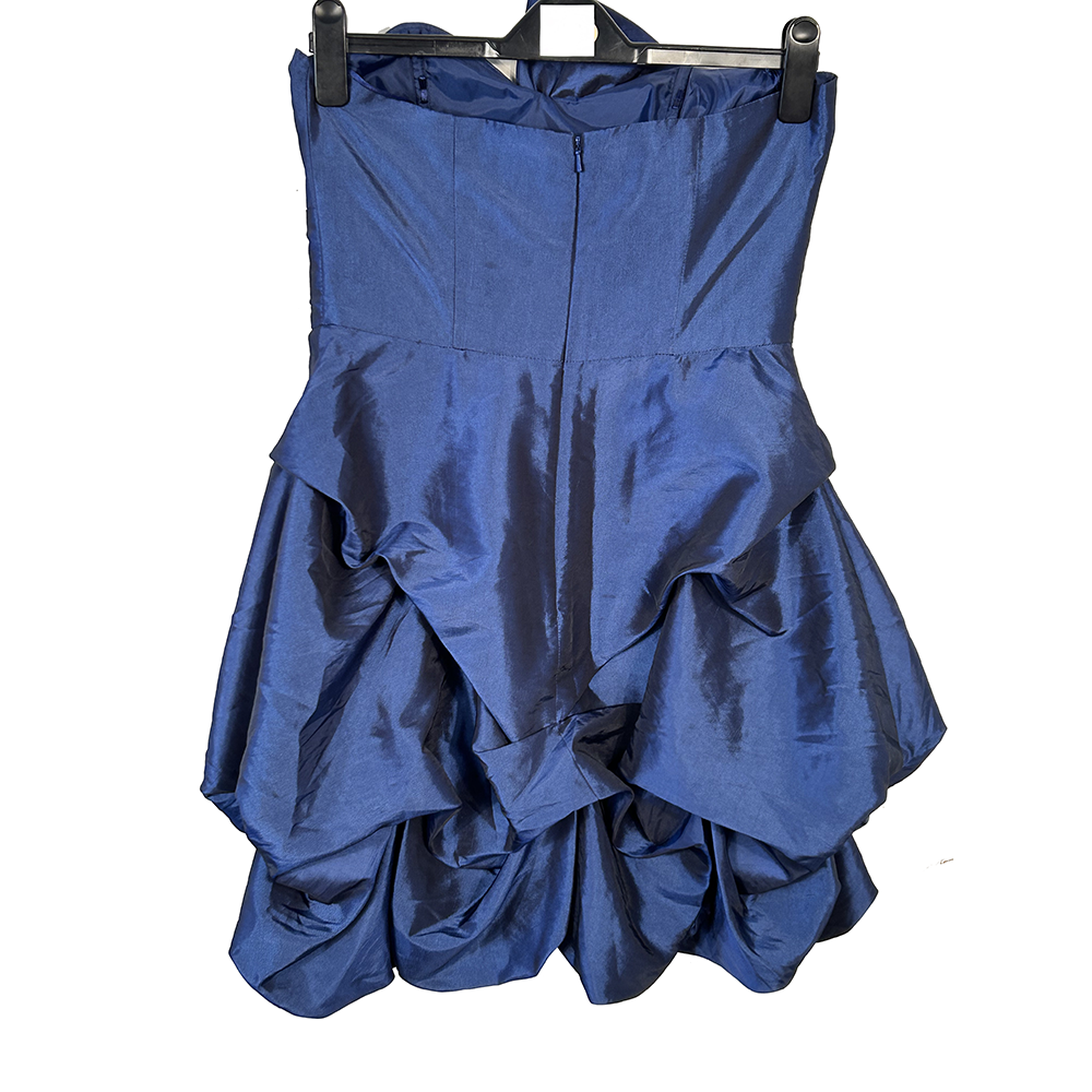 Petrol blue 80s style bustier dress - Image 2