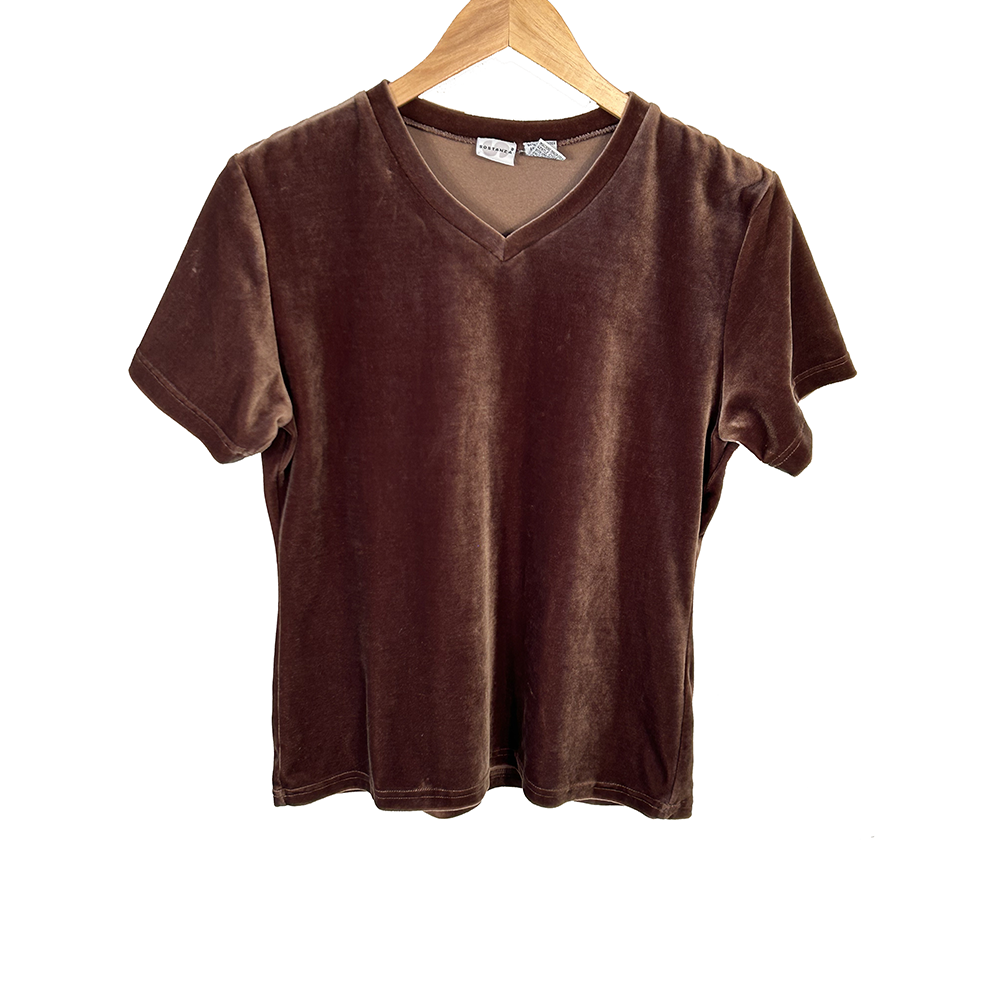 Vintage brown velvet v-necked Sostanza t-shirt