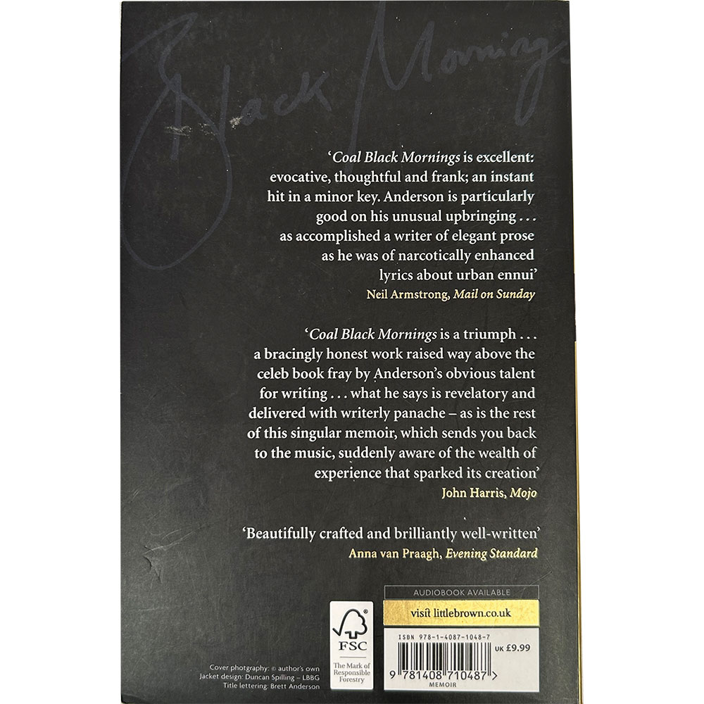 'Coal Black Mornings'. Brett Anderson paperback Memoir (2018) - Image 2