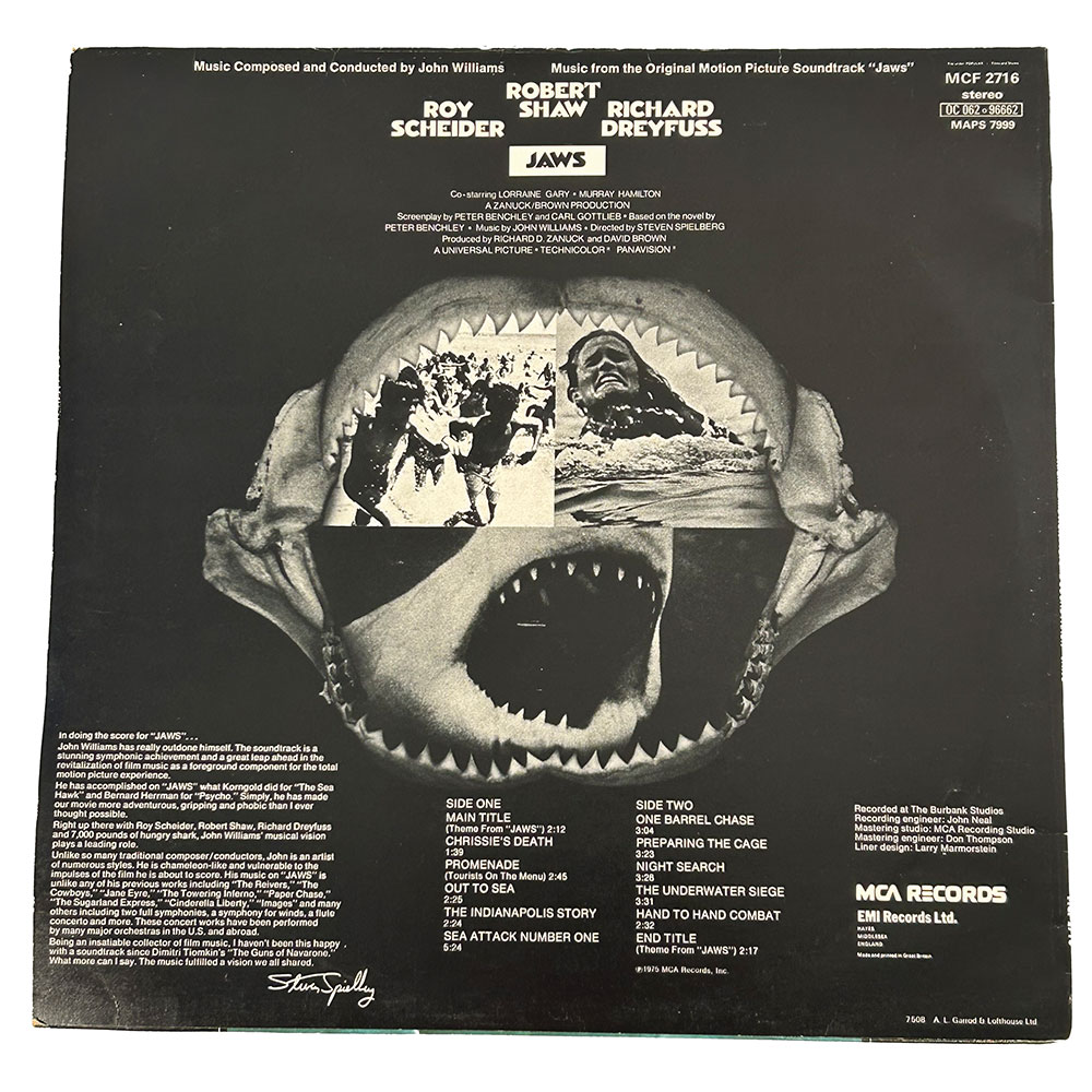 'Jaws' Music from the original motion picture vinyl LP (1975) - Image 2