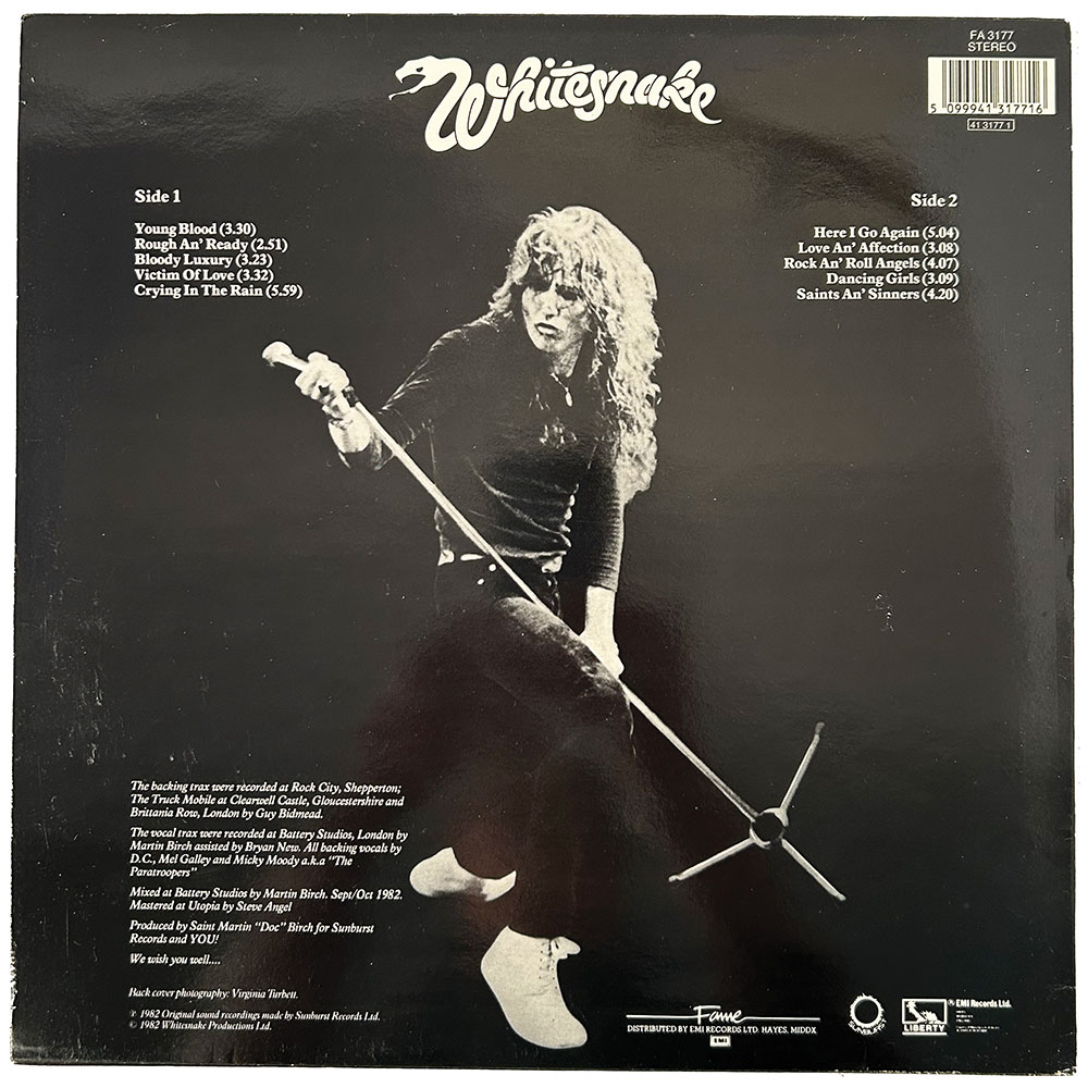 Whitesnake Saints & Sinners vinyl LP (1988 reissue) - Image 2