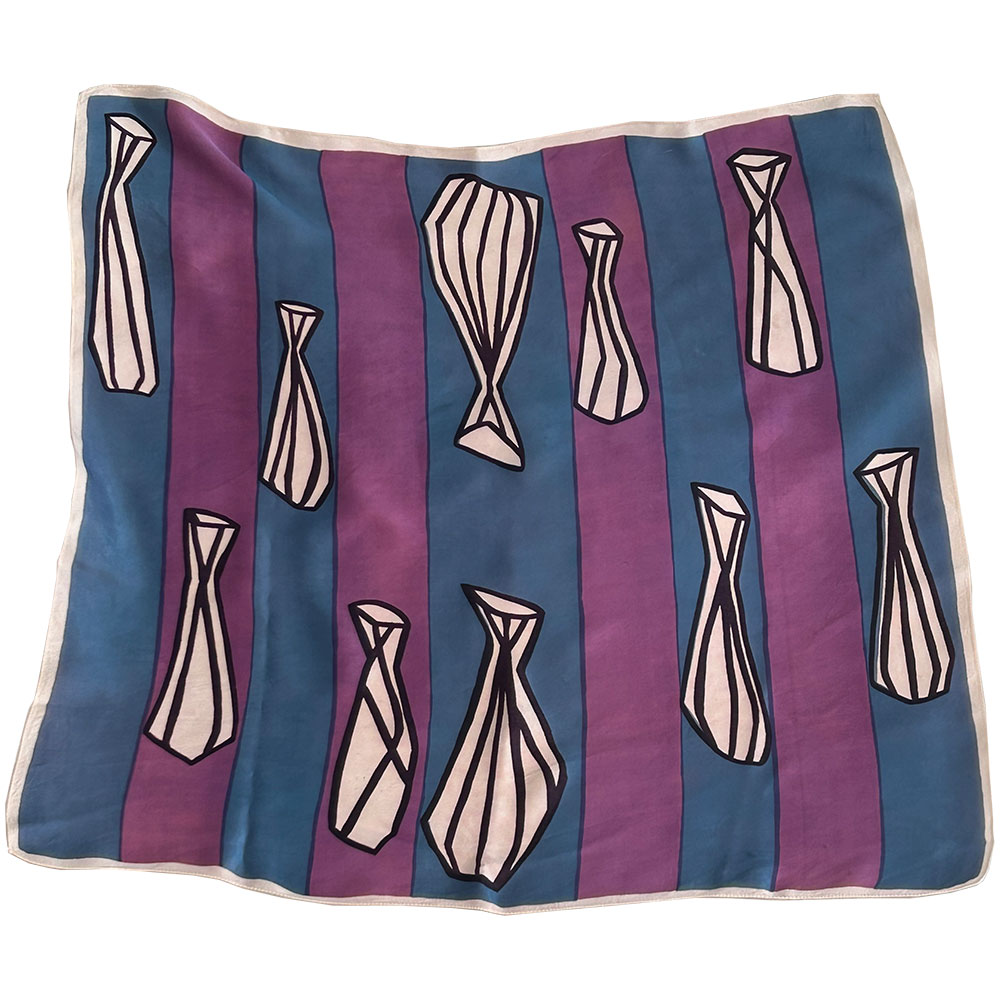 Vintage silky geometric vase print scarf