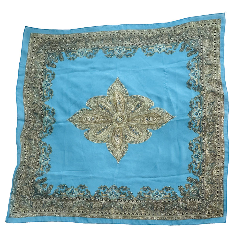 Delicate sheer blue mandala scarf