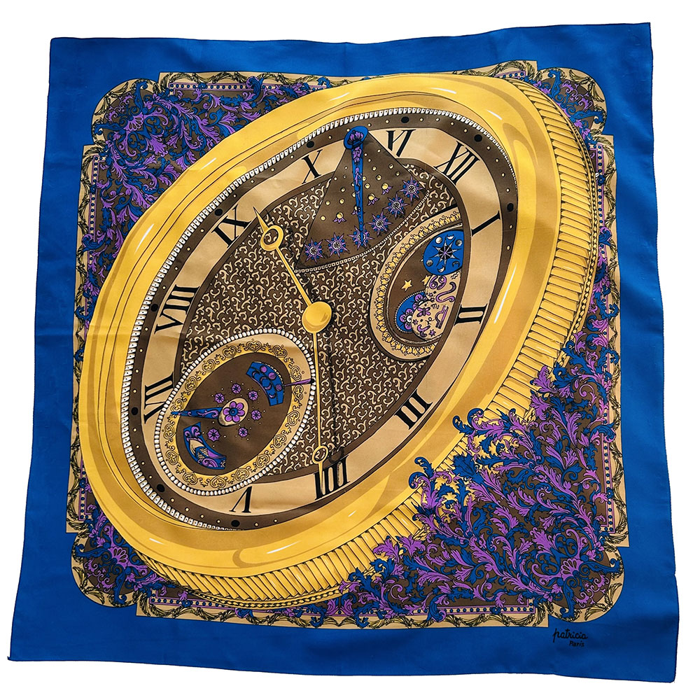 Vintage silky Patricia of Paris clock scarf