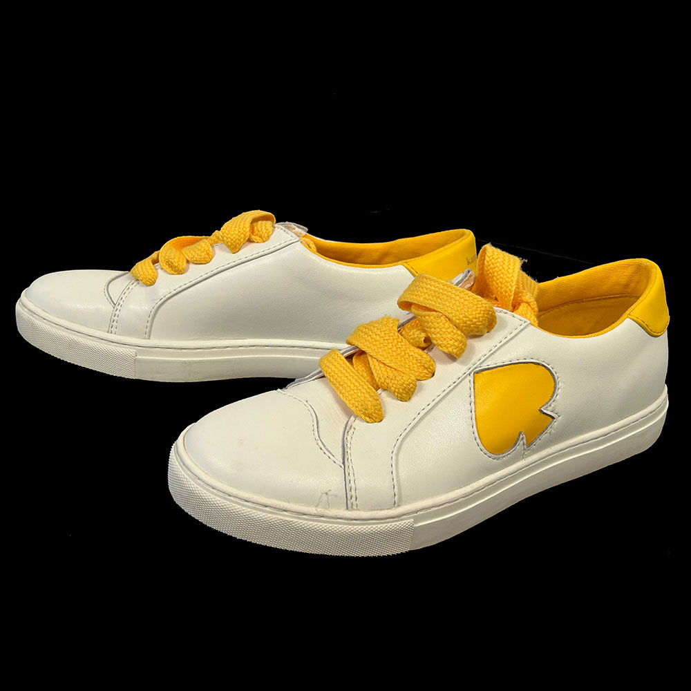 White & yellow leather Kate Spade Fez trainers