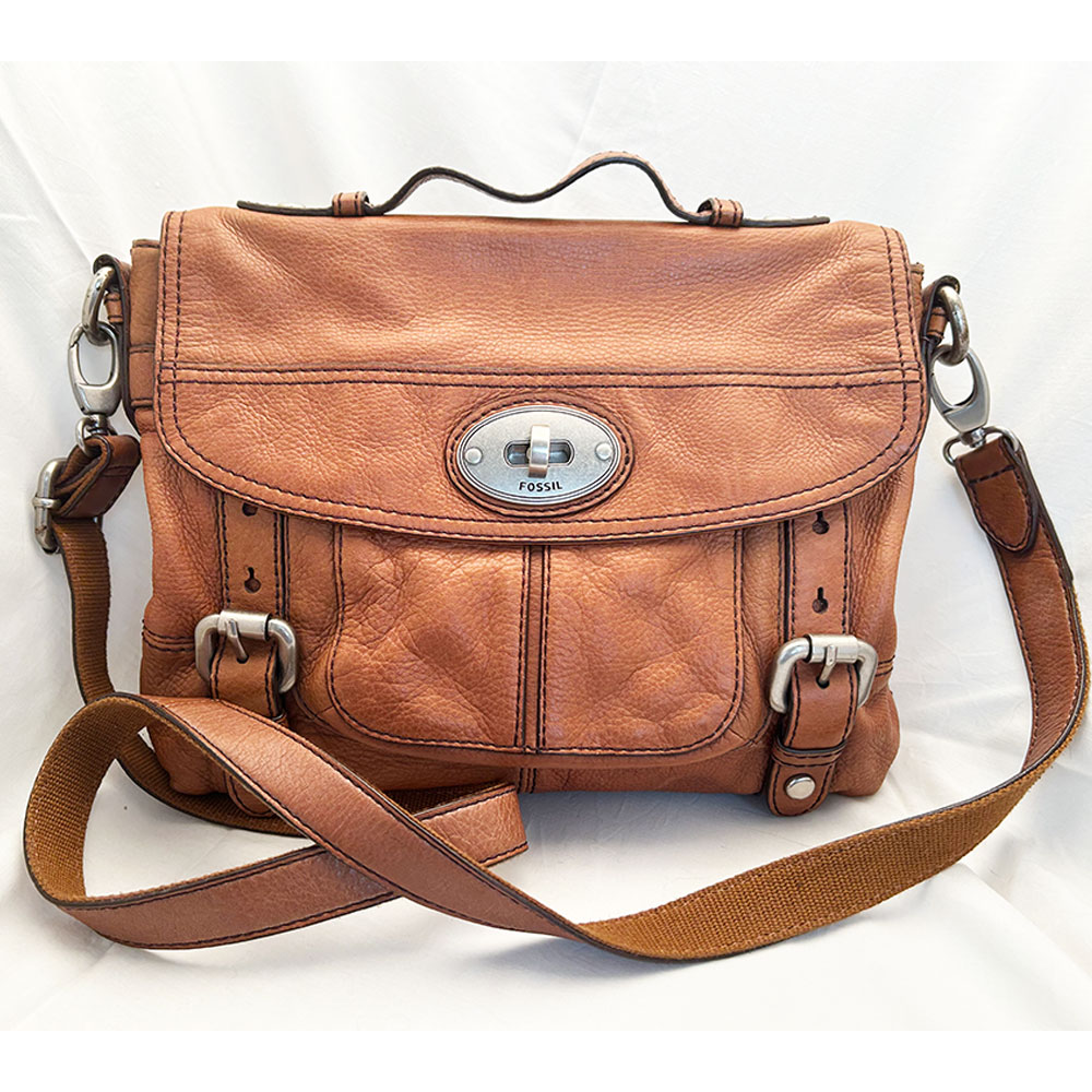 Brown leather Fossil satchel