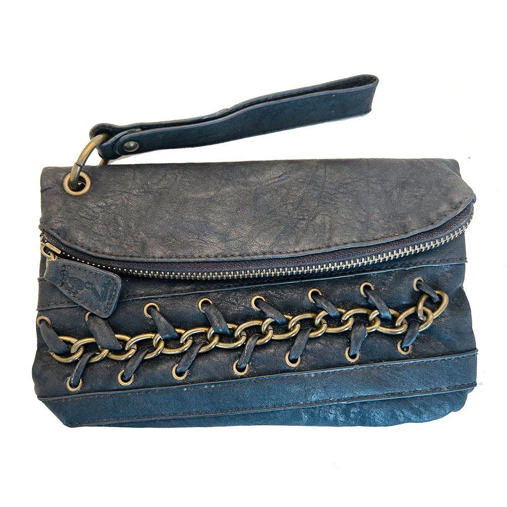 Black faux leather Religion handbag
