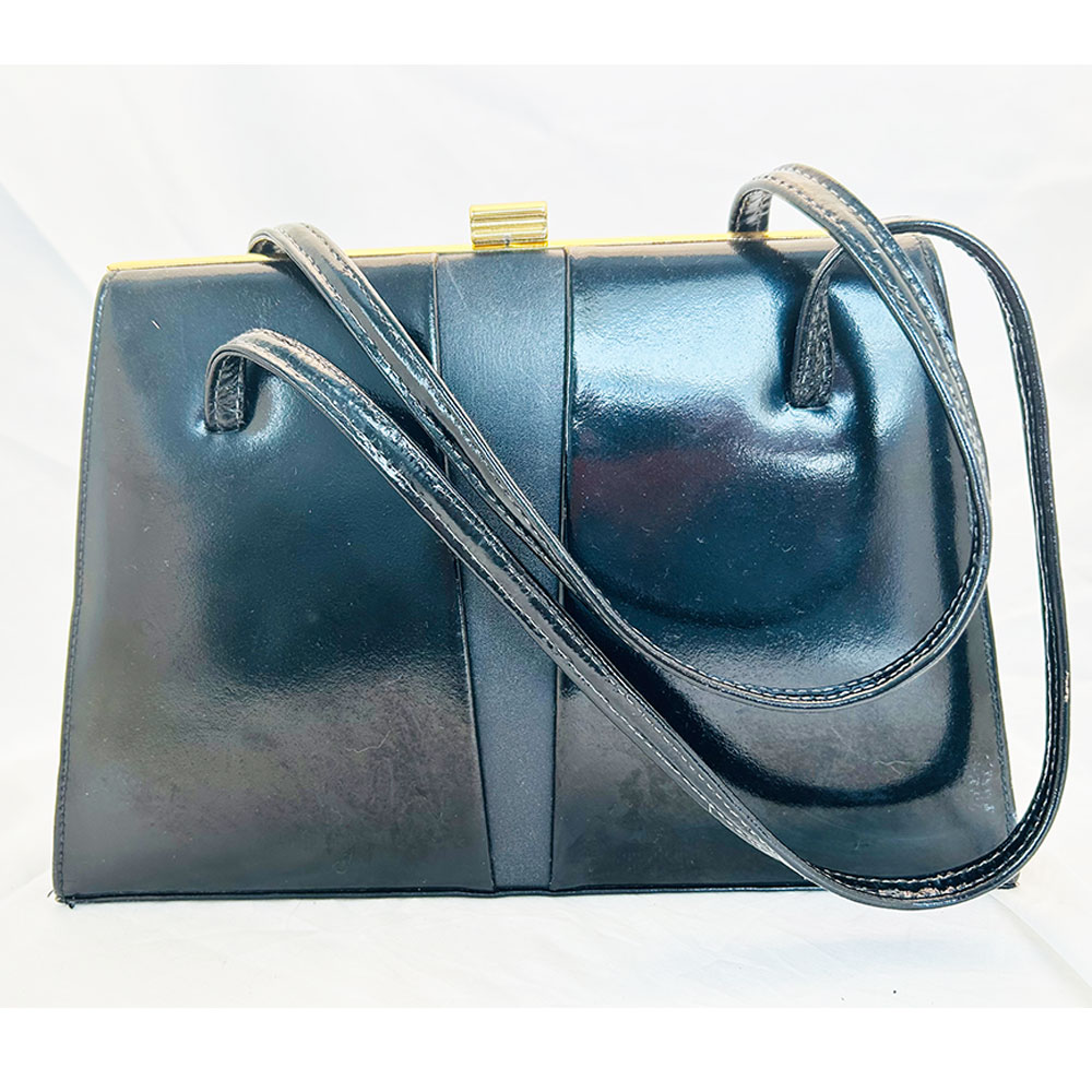 Vintage black patent 'K by Clarks' handbag