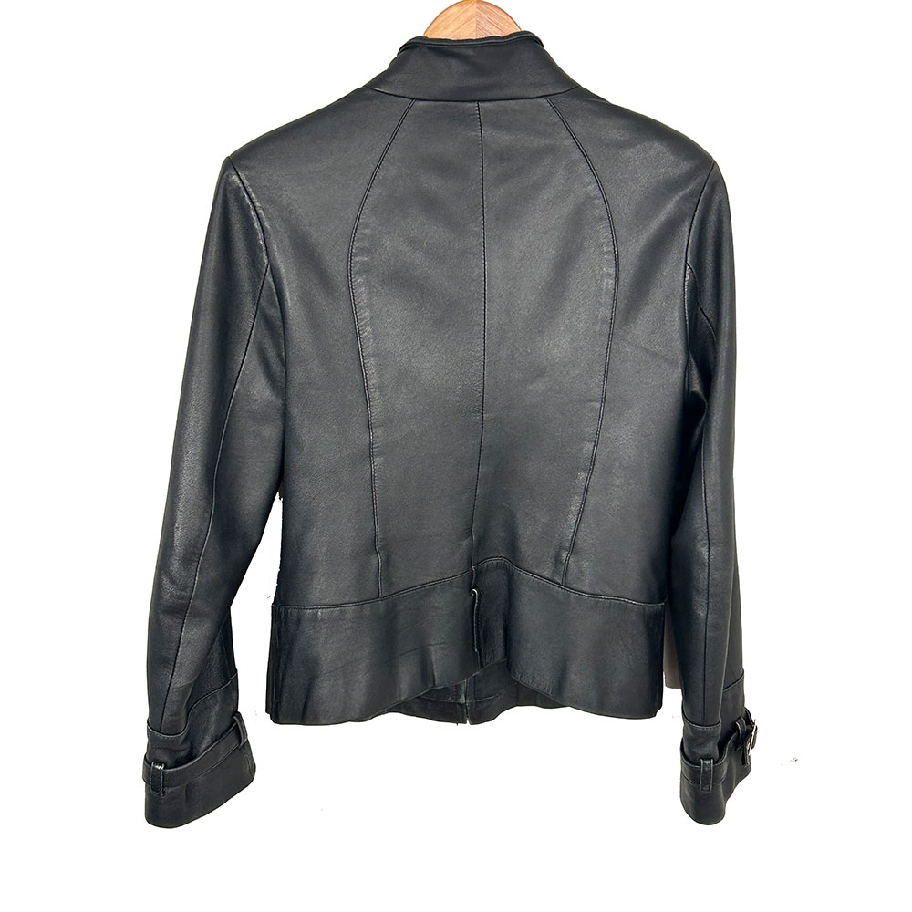 Black Y2K vintage biker style leather jacket - Image 2