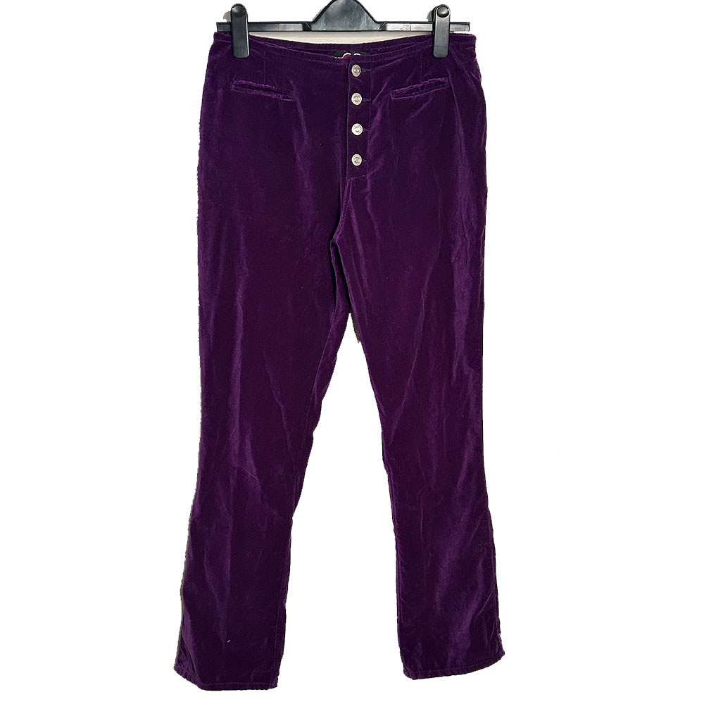 Purple velvet high waisted trousers
