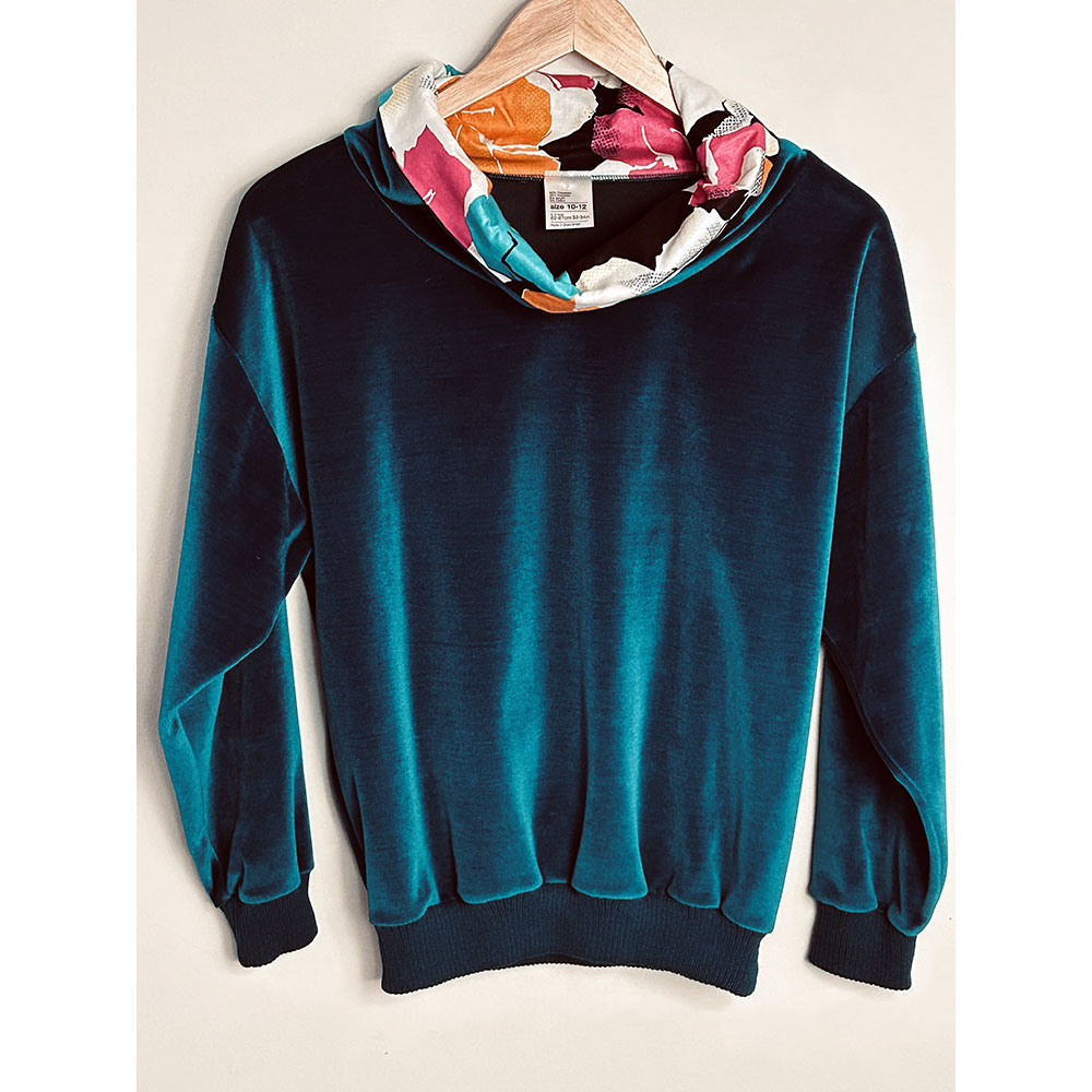 Vintage 80s teal green velvet top