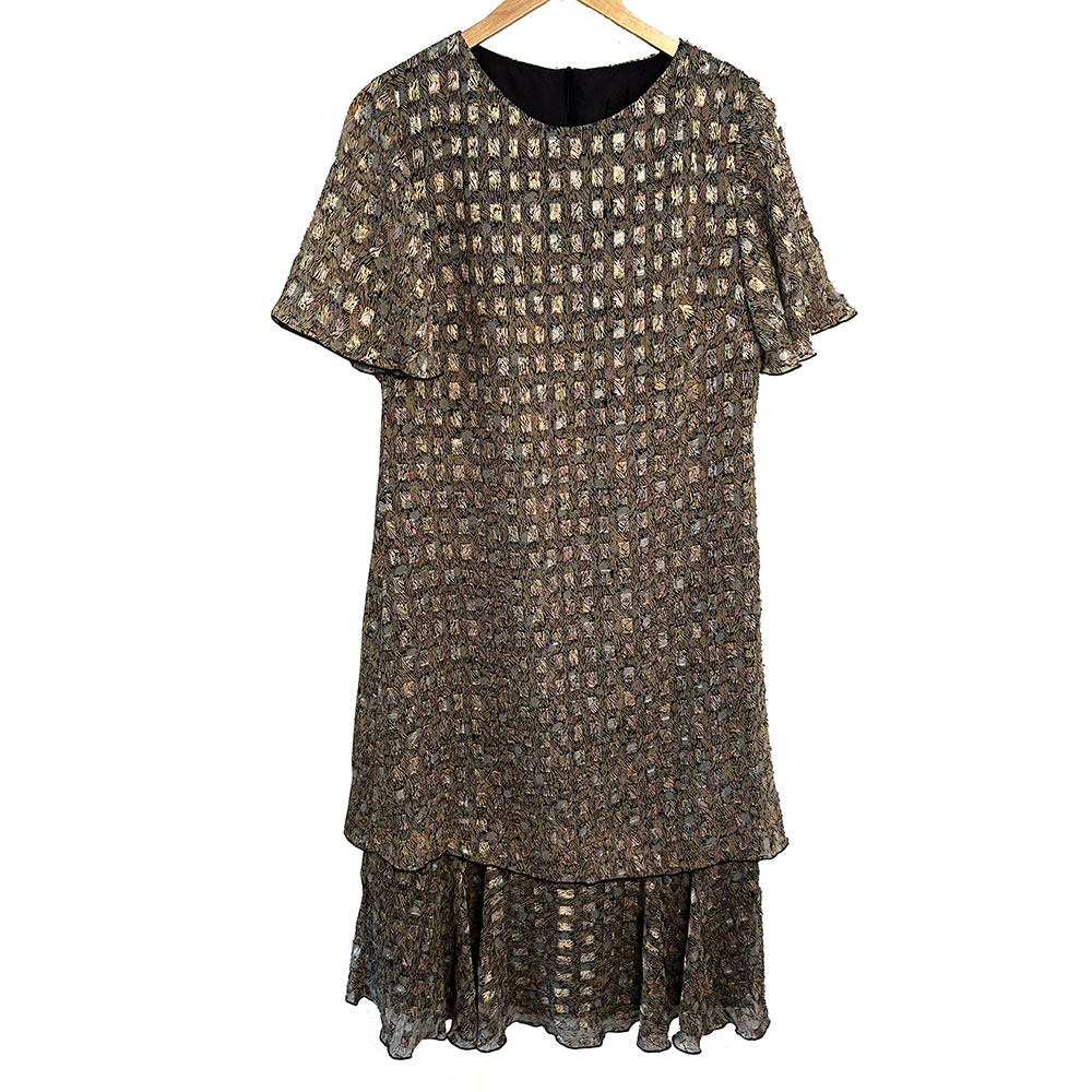 Vintage Gina Bacconi metallic pattern dress