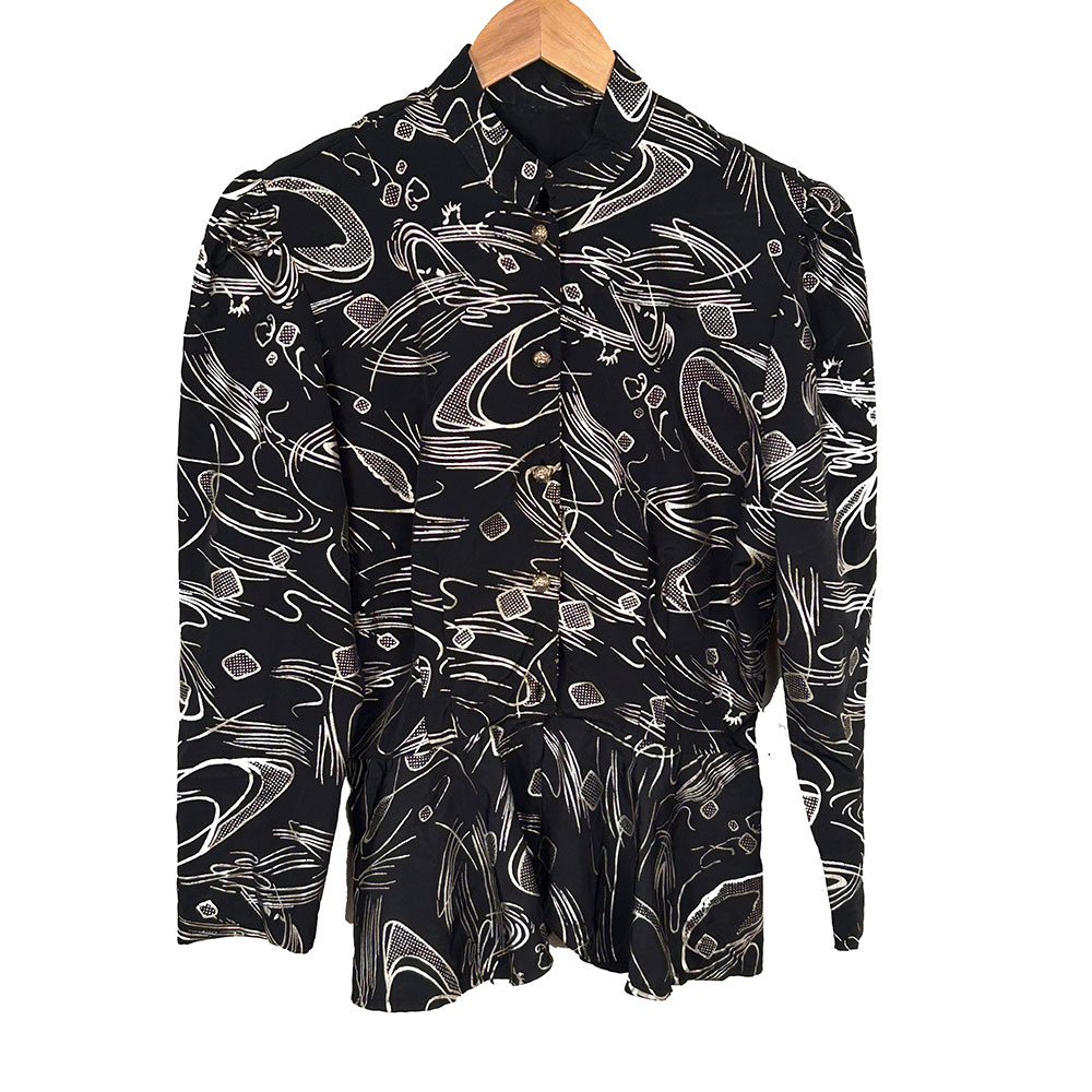 Vintage 80s peplum hem blouse