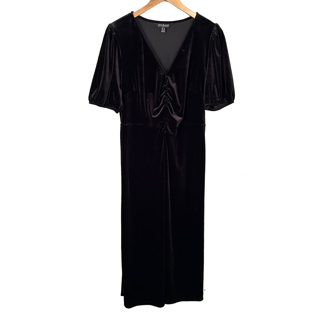 Black velvet full length evening dress