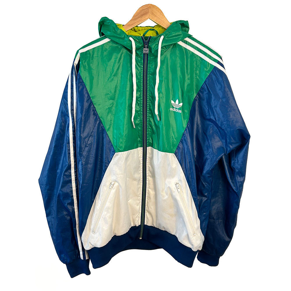 Vintage Adidas windbreaker jacket with hood