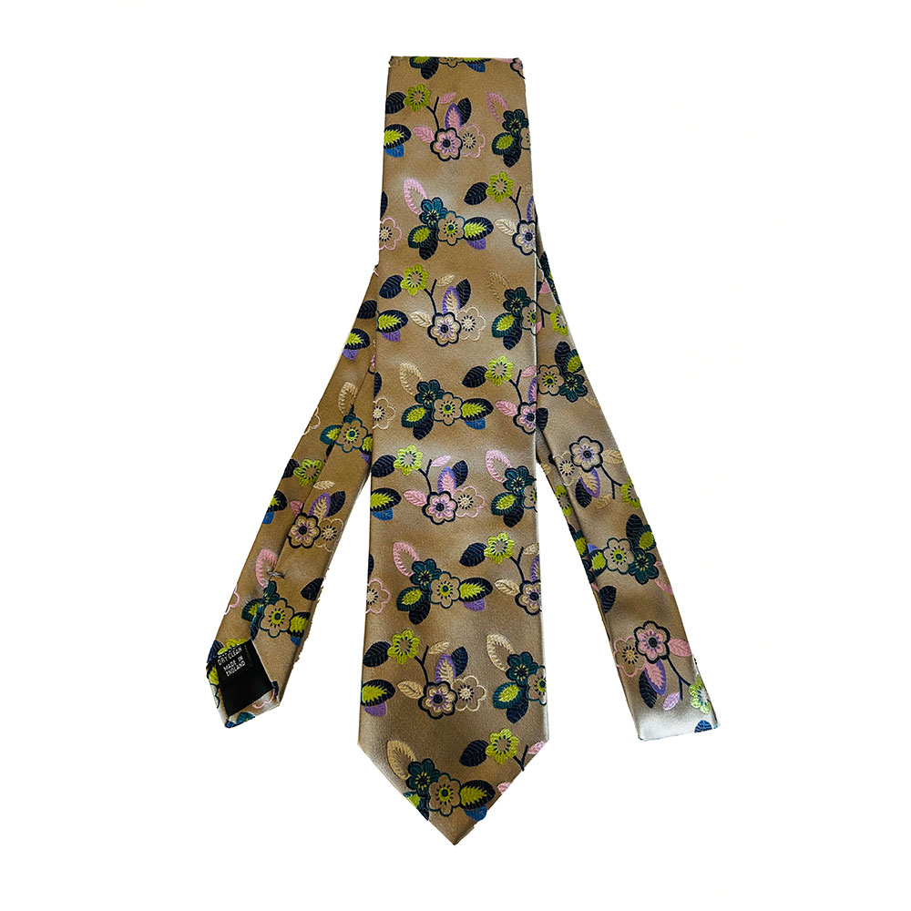 Silver Duchamp silk flower tie