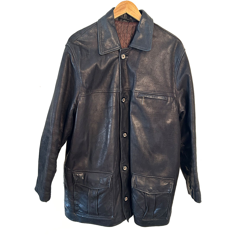 Vintage black leather coat