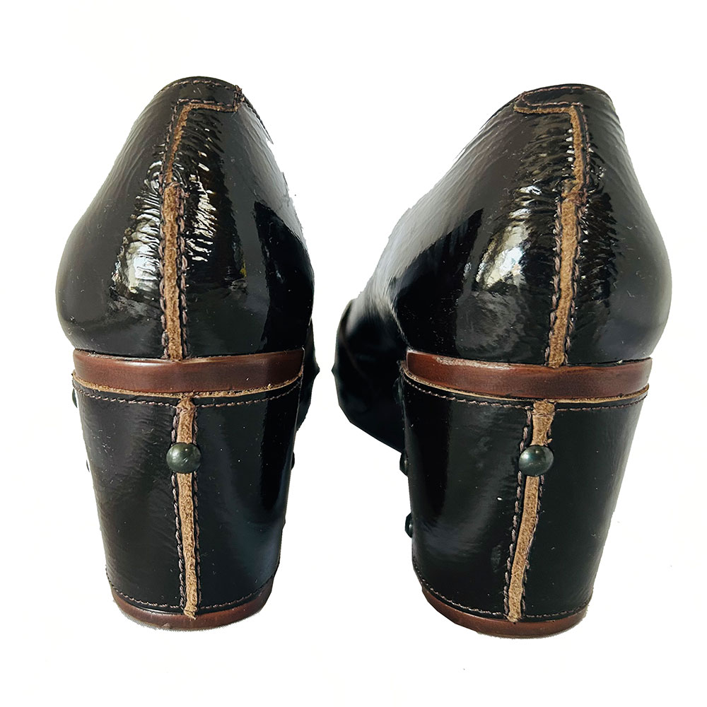 Vintage brown patent leather Clarks wedge shoes - Image 3